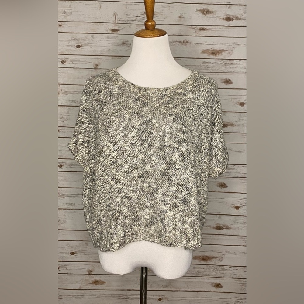 Vince Lagenlook linen-blend marled knit boxy cropped pullover sweater